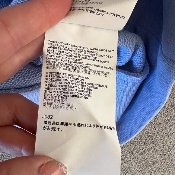 Maison Margiela Leather Elbow Patch Baby Blue Sweatshirt - Picture 8 of 11